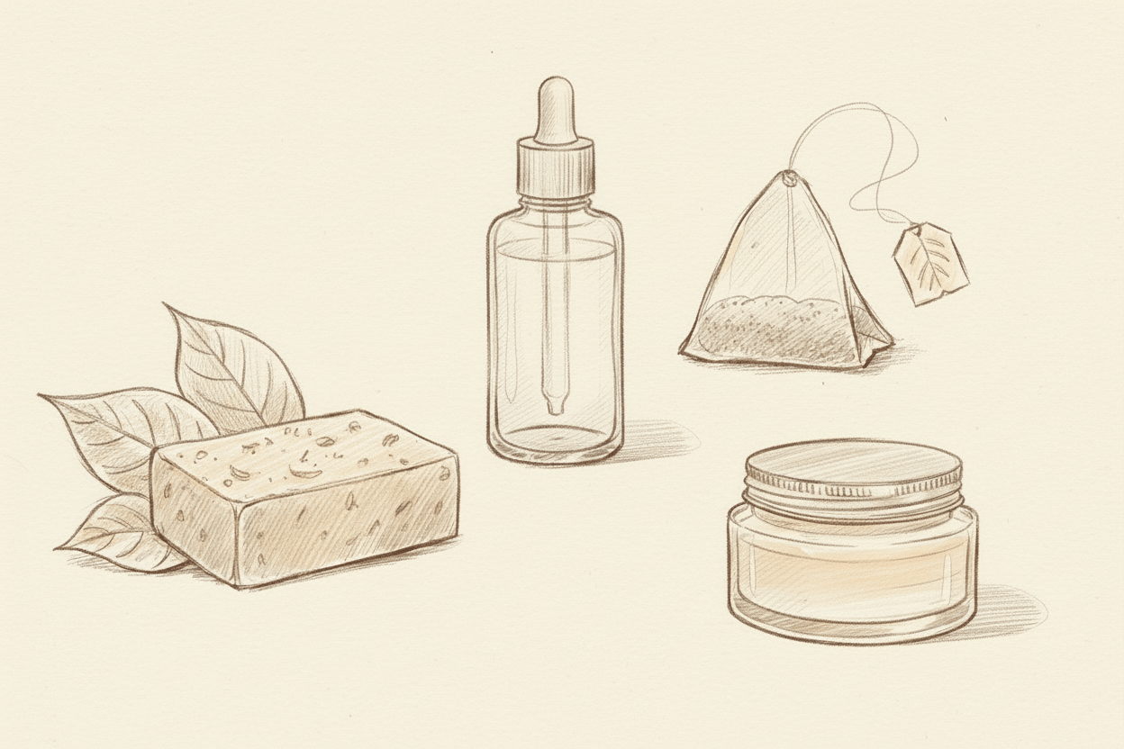 natural skincare home page for leo & wolf skincare organic ingredients, tea, tinctures, lotion