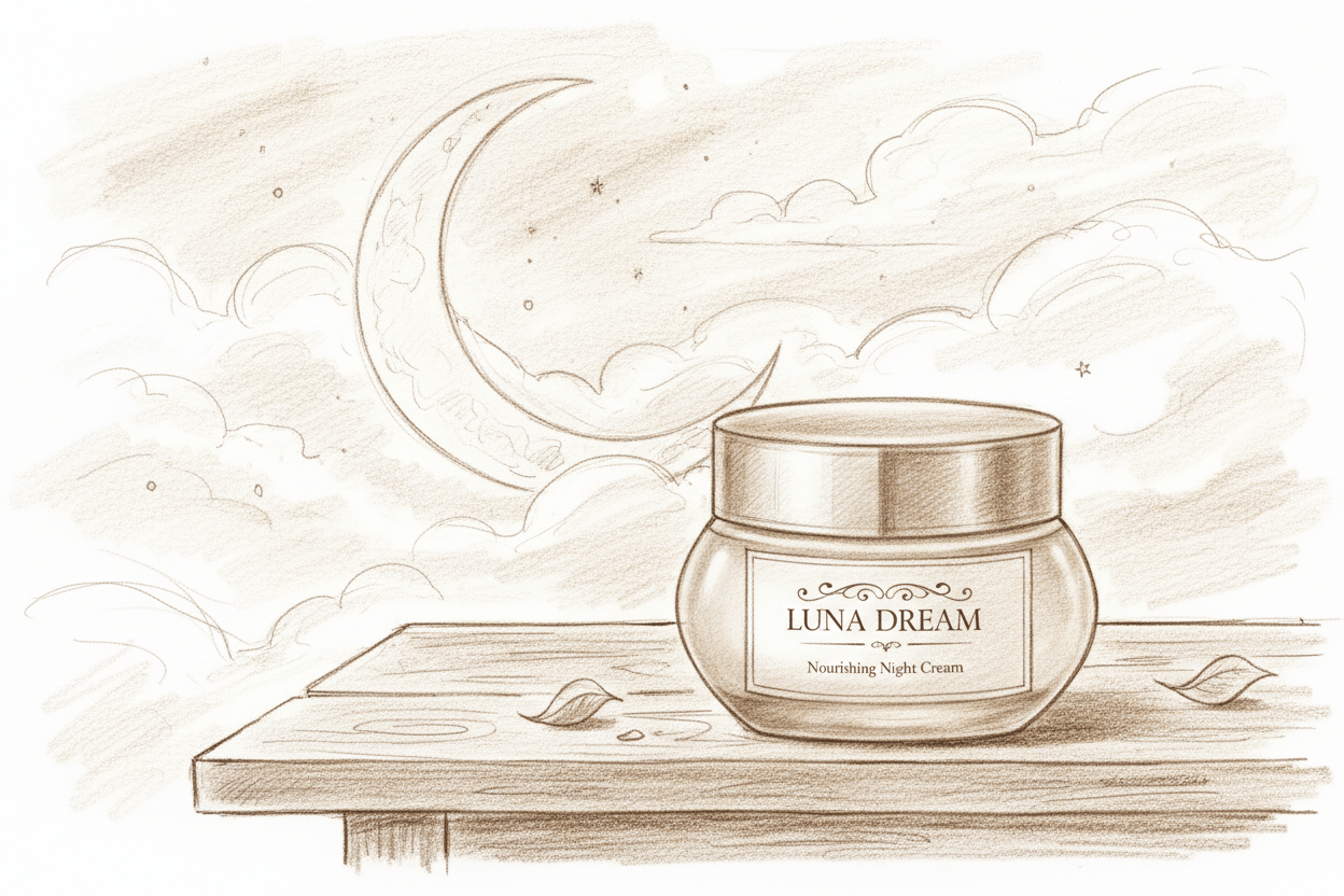 night cream on table under moonlight sketched