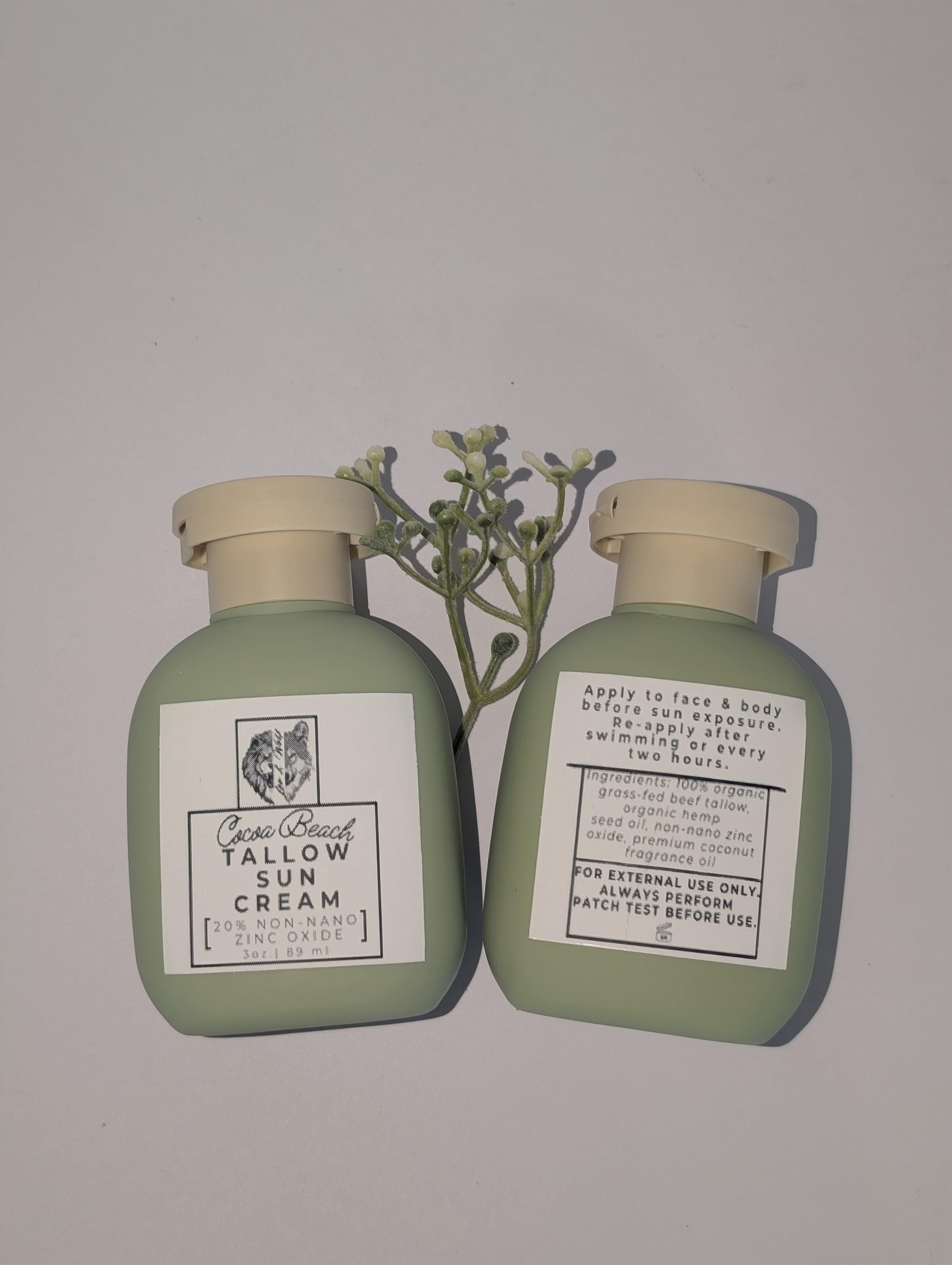 Mineral Tallow Sun Cream, Natural Zinc Oxide Balm, 3 oz, 6 oz