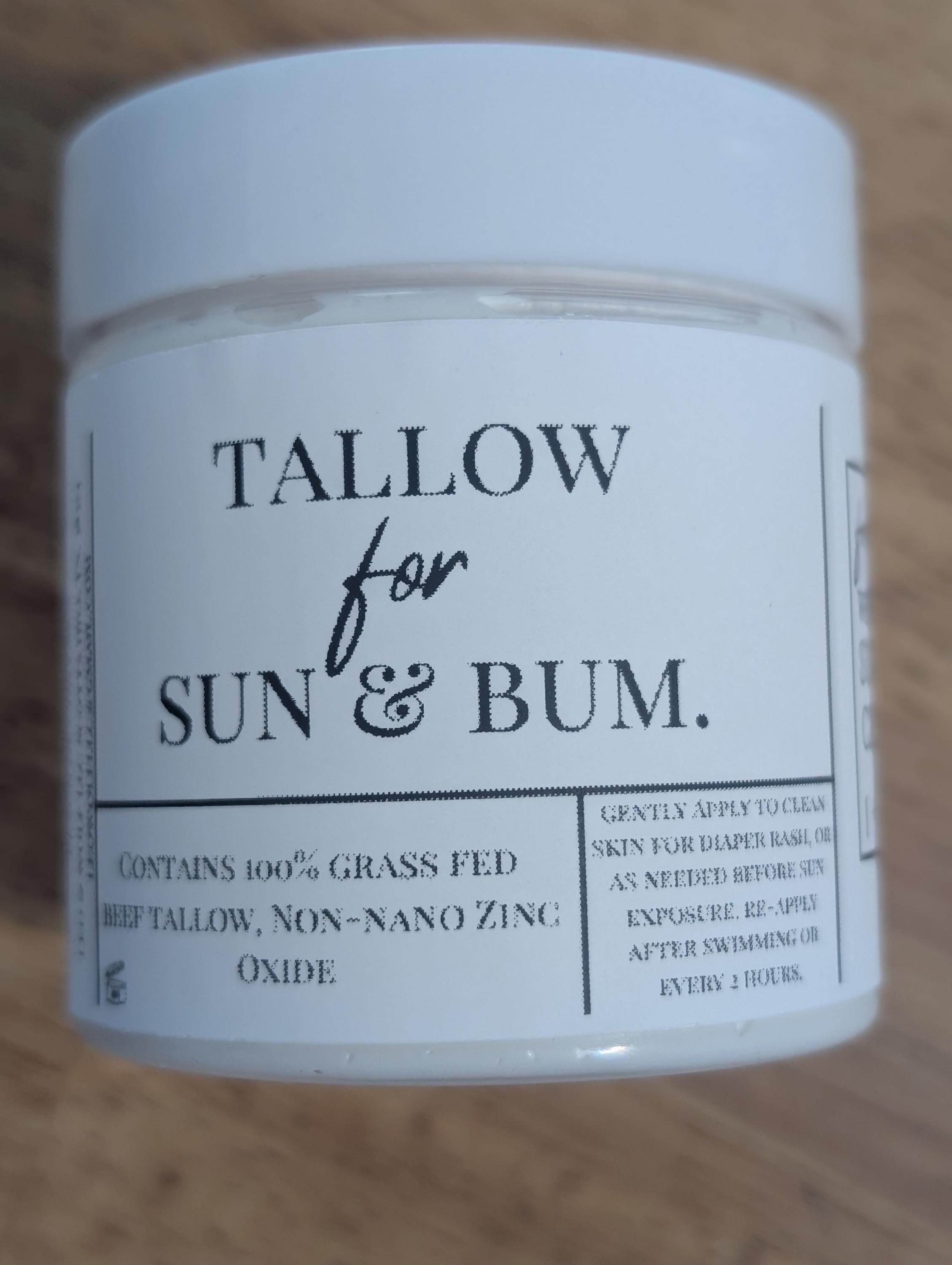 Sun & Bum Tallow Cream, Diaper Cream with Non Nano Zinc Oxide, 4 oz