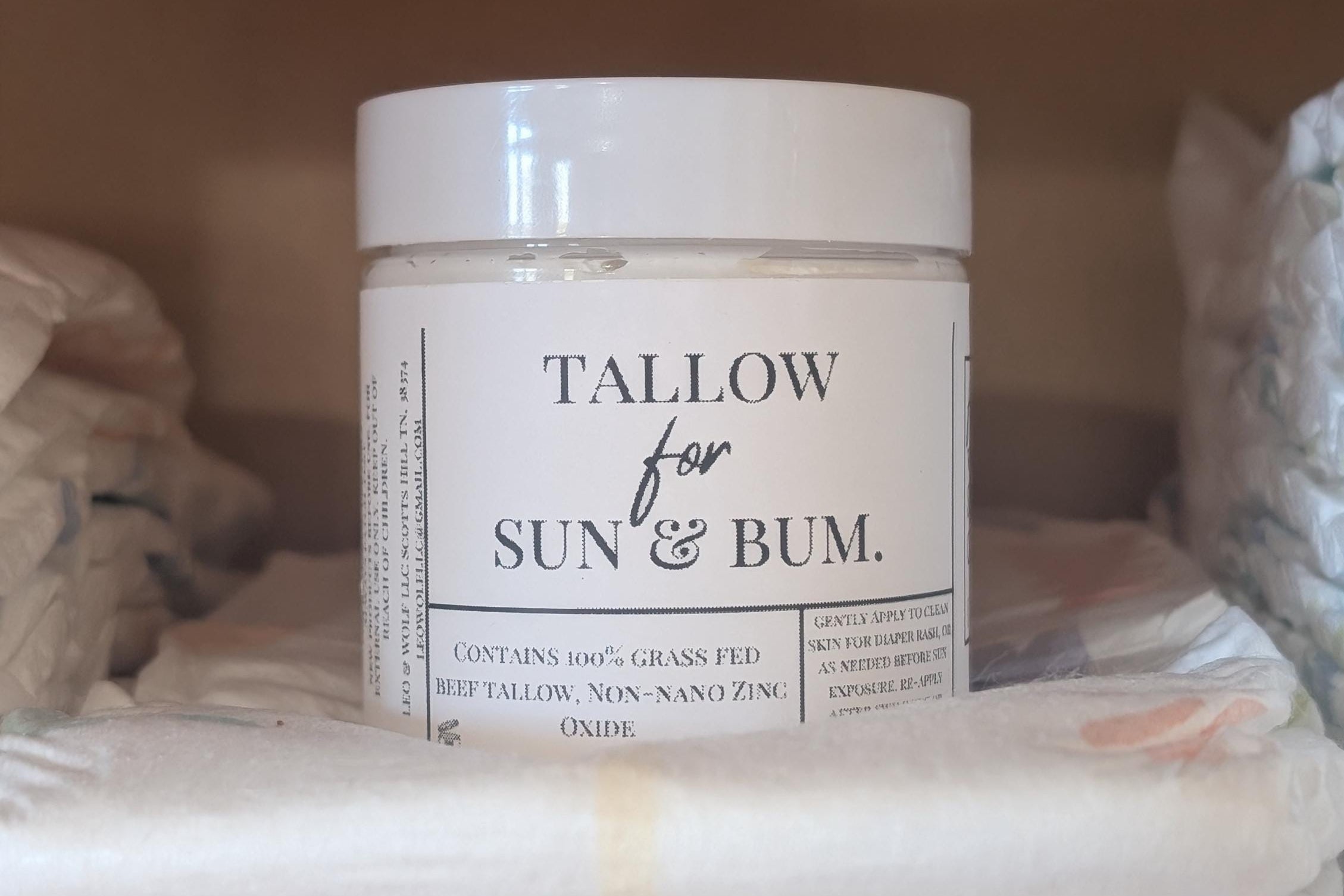 Sun & Bum Tallow Cream, Diaper Cream with Non Nano Zinc Oxide, 4 oz