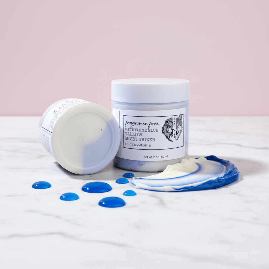 Methylene Blue Tallow Cream, Swirled with Ceramides, 2 oz & 4 oz