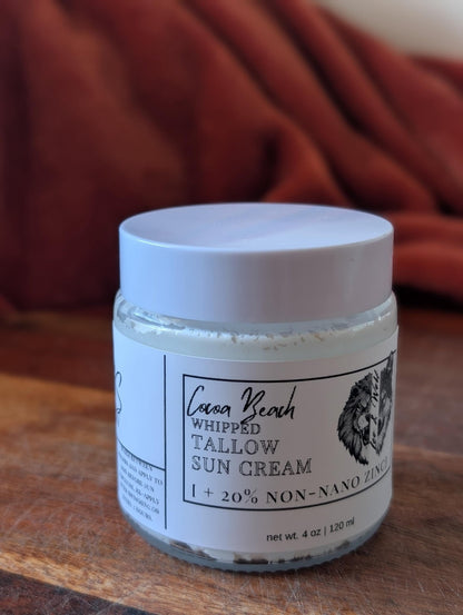Original Tallow Sun Cream, Non Nano Zinc Oxide Lotion, Cocoa Beach Scent, 4 oz