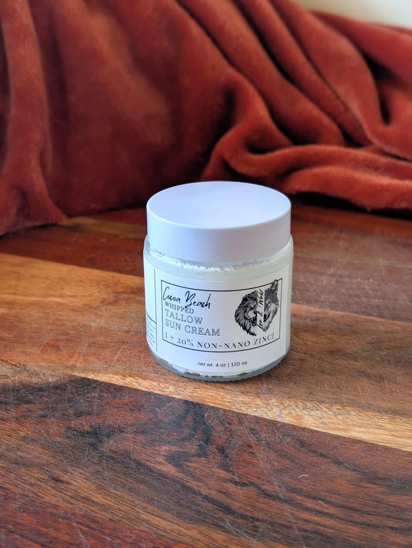 Original Tallow Sun Cream, Non Nano Zinc Oxide Lotion, Cocoa Beach Scent, 4 oz