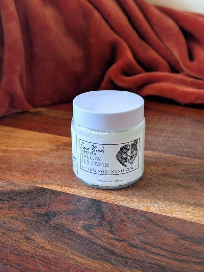 Original Tallow Sun Cream, Non Nano Zinc Oxide Lotion, Cocoa Beach Scent, 4 oz