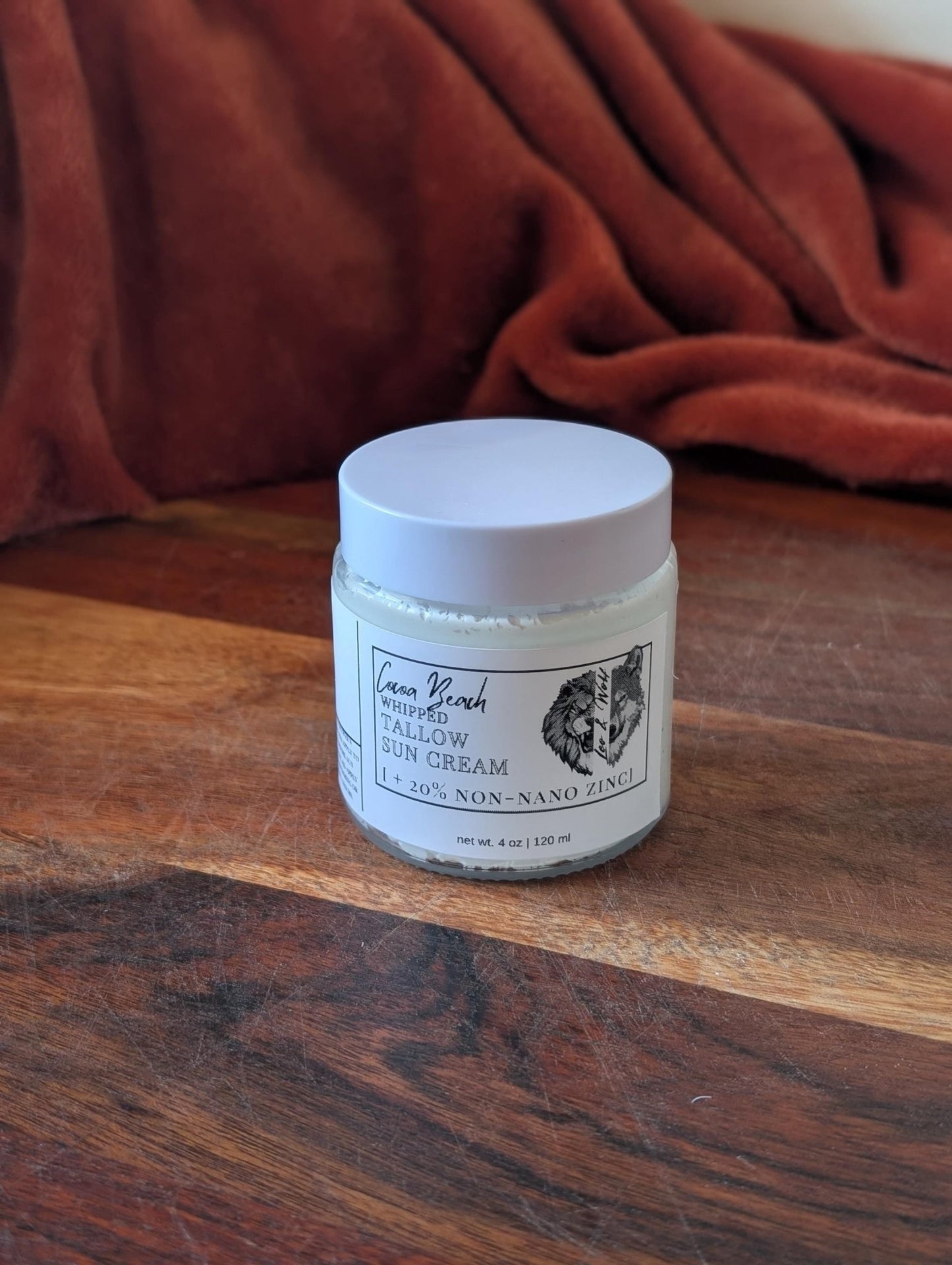 Original Tallow Sun Cream, Non Nano Zinc Oxide Lotion, Cocoa Beach Scent, 4 oz