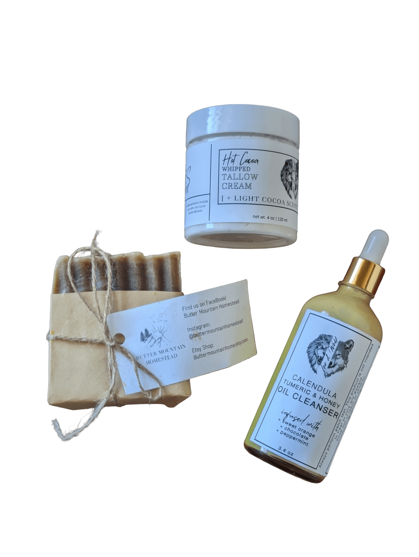 Tallow Skincare Gift Set, Grass Fed Tallow Lotion, Organic Peppermint Christmas Soap + Face Oil Cleanser Skincare Set, Stocking Stuffer