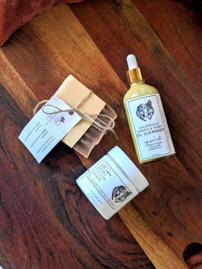 Tallow Skincare Gift Set, Grass Fed Tallow Lotion, Organic Peppermint Christmas Soap + Face Oil Cleanser Skincare Set, Stocking Stuffer