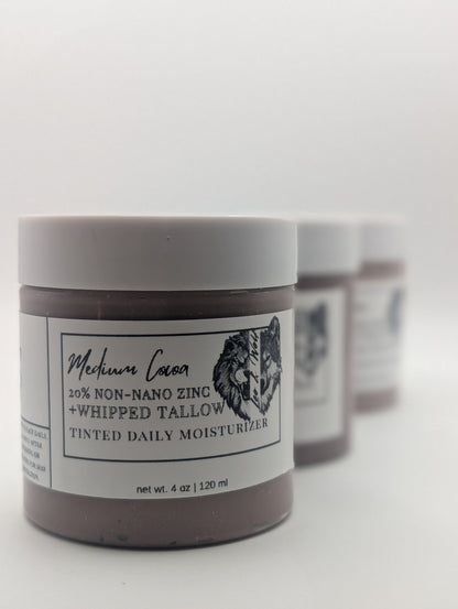 Tinted Daily Tallow Moisturizer with 20% Zinc Oxide, 4 oz or 8 oz